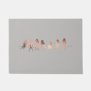 Simple and Modern Grey And Faux Copper Birds Doormat