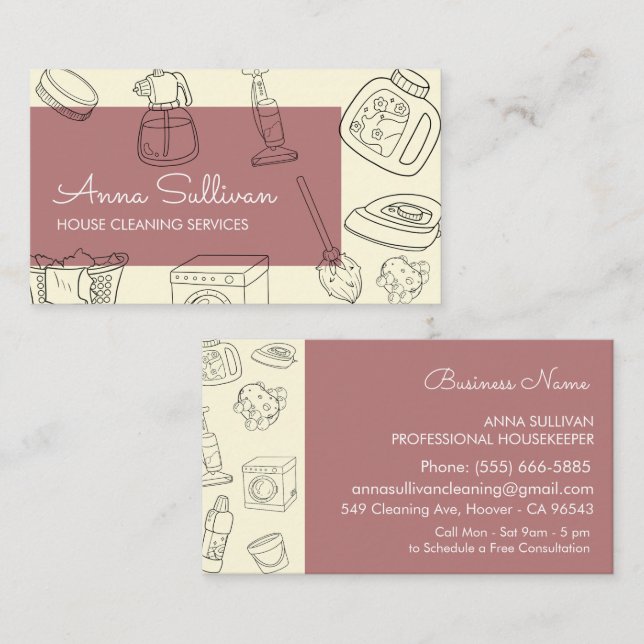 Simple and Modern House Cleaning Services Business Card (Front/Back)