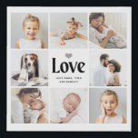 Simple and Modern | Love Photo Collage Faux Canvas Print<br><div class="desc">This simple black and white print features a photo grid with eight of your personal family photos, and bold modern typography that says "love". There is also a cute, neutral grey heart. A simple and minimalist keepsake for your father, spouse, or any family member any time you want to let...</div>