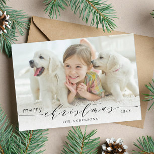 Simple and Modern Merry Christmas Photo  Holiday Card