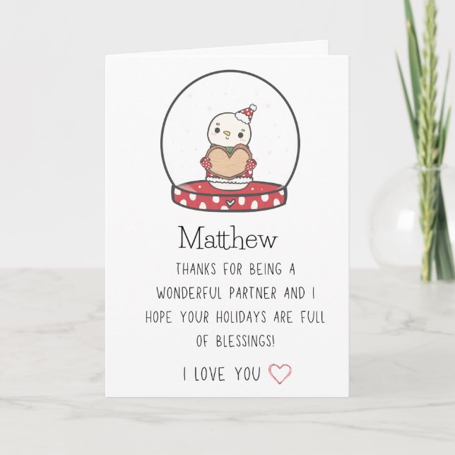 Simple and Modern Partner Name Merry Christmas Holiday Card (Front)