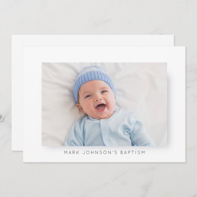Simple and Modern Photo Baptism Party Invitation (Front/Back)