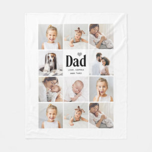 Simple and Modern Photo Collage for Dad Fleece Blanket