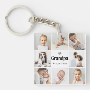 Simple and Modern   Photo Collage for Grandpa Key Ring