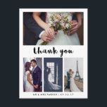 Simple and Modern Wedding Thank You | 4 Photo Postcard<br><div class="desc">These simple yet stylish wedding thank you postcards feature trendy black typography on a white background,  with room for four of your personal wedding photos.</div>