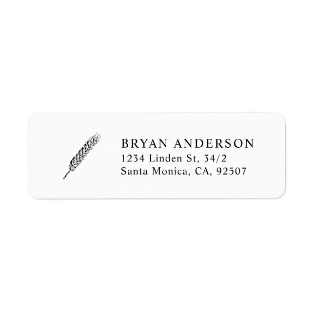 Simple and Modern Wheat Return Address Label (Front)