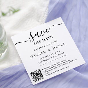 Simple And Modern With Minimalist Script QR Code Save The Date