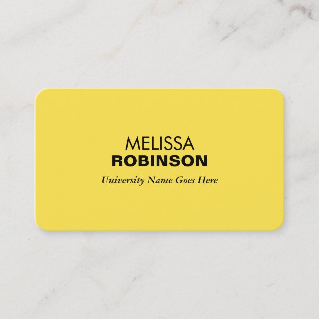 Simple and Modern Yellow Graduate Student Calling Card (Front)