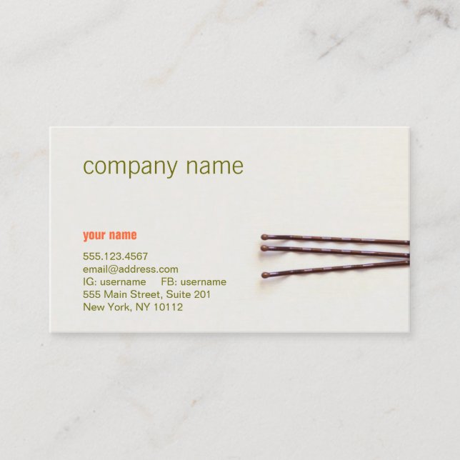 Simple and Natural Hair Stylist Beauty Salon Business Card (Front)