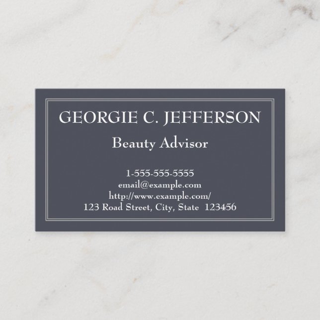 Simple and Plain Beauty Advisor Business Card (Front)