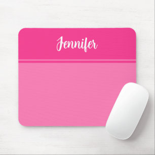 Simple and Pretty Hot Pink Striped Custom Name Mouse Pad