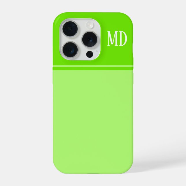 Simple and Pretty Lime Green Striped Monogram iPhone Case (Back)