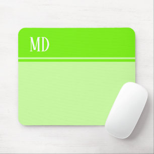 Simple and Pretty Lime Green Striped Monogram Mouse Pad