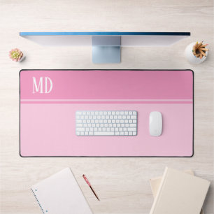 Simple and Pretty Pink Striped Monogram Desk Mat