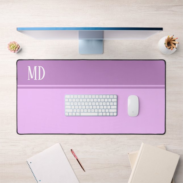 Simple and Pretty Purple Striped Monogram Desk Mat (Office 1)
