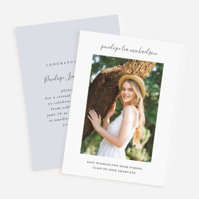 Simple and Pretty Virtual Graduation Party Photo Invitation (Creator Uploaded)