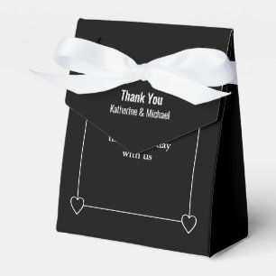 Simple and Romantic Hearts Black Wedding Favour Box