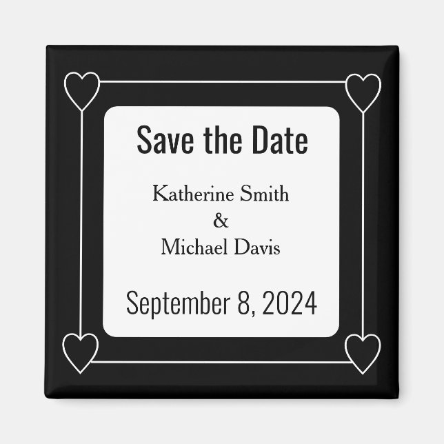 Simple and Romantic Hearts Save the Date Wedding Magnet (Front)