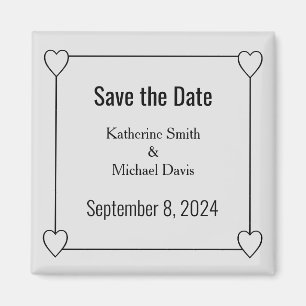 Simple and Romantic Hearts Save the Date Wedding Magnet