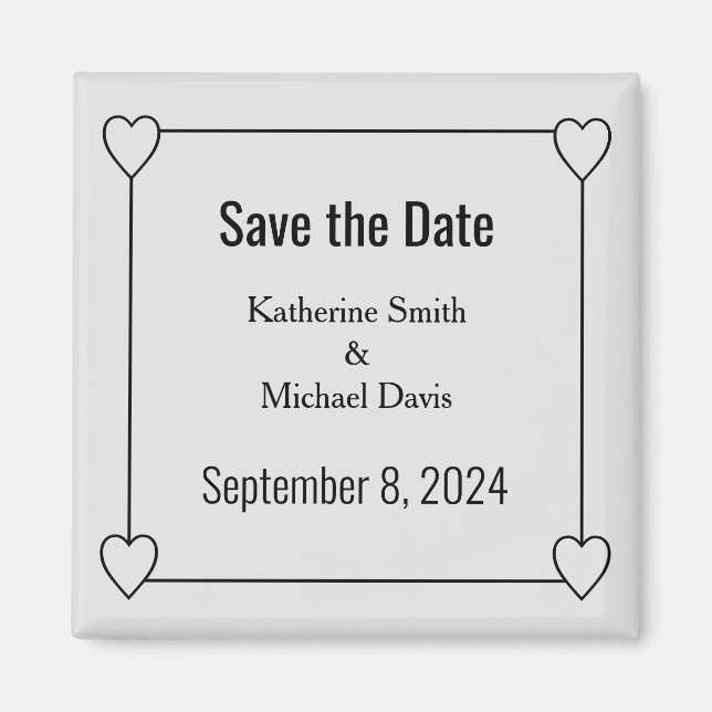 Simple and Romantic Hearts Save the Date Wedding Magnet (Front)