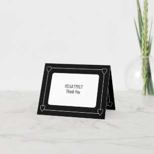 Simple and Romantic Hearts Wedding Black Thank You Card