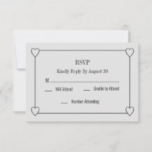 Simple and Romantic Hearts White Wedding RSVP