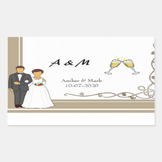 Simple and Romantic Wedding Rectangular Sticker