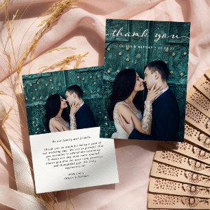 Simple and Stylish Modern Two Photo Wedding Thank You Card