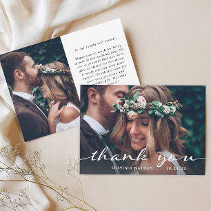 Simple and Stylish Modern Two Photo Wedding Thank You Card