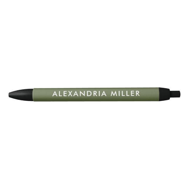 Simple and Stylish Olive Green Black Ink Pen (Front)