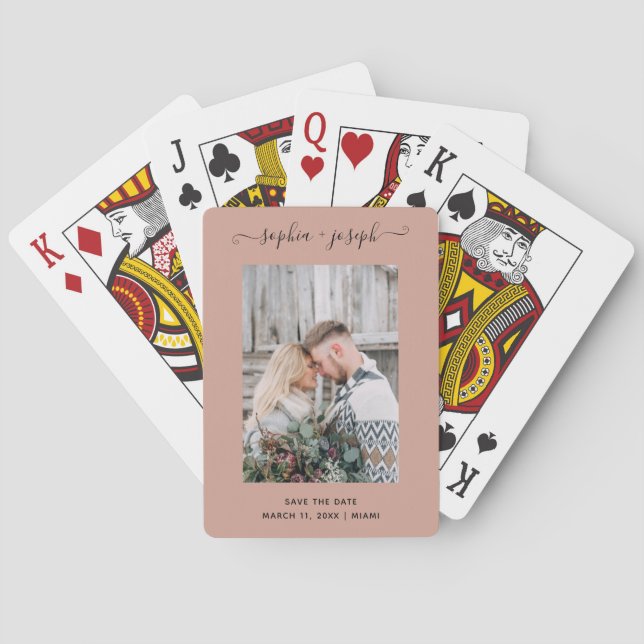 Simple and Stylish | Photo Minimal Save the Date Playing Cards (Back)