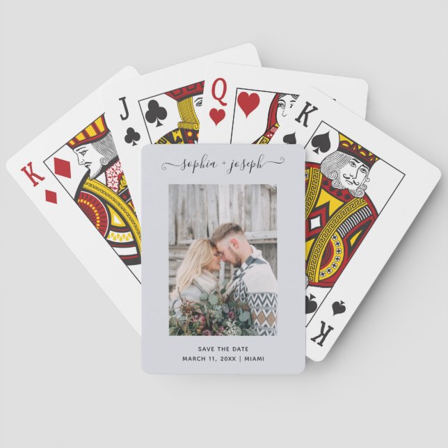Simple and Stylish | Photo Minimal Save the Date Playing Cards (Back)