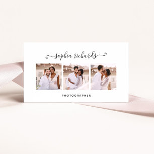 Simple and Stylish Three Photo Photographer Business Card