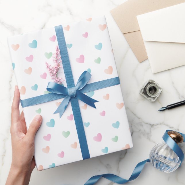 Simple and Sweet Beautiful Pastel Hearts Wrapping Paper (Gifting)