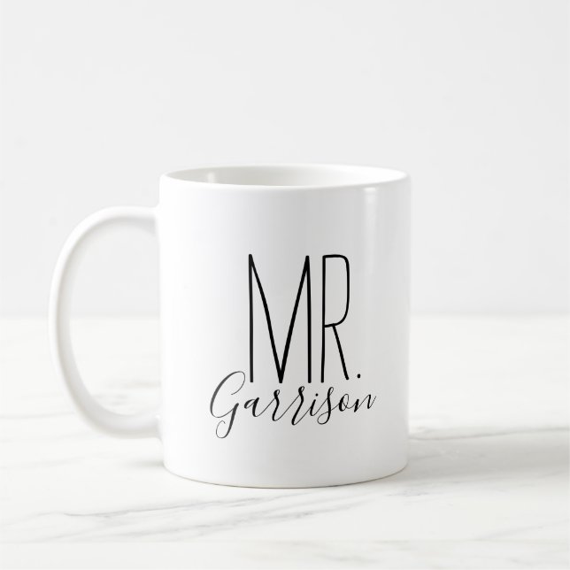 Simple and Sweet Personalised Mr. Monogram Coffee Mug (Left)