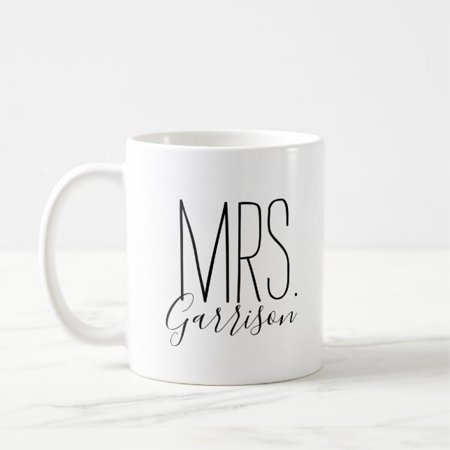 Simple and Sweet Personalised Mrs. Monogram Coffee Mug (Left)