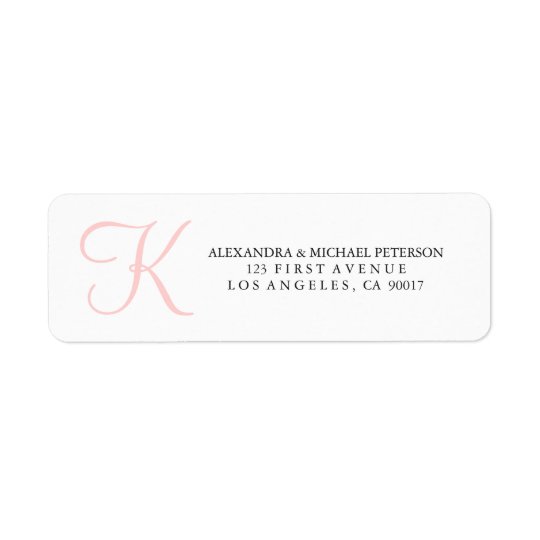 Simple and Trendy Pink Monogram Return Address Label