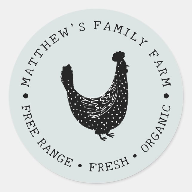 Simple and Vintage Farm Chicken egg box Classic Round Sticker (Front)