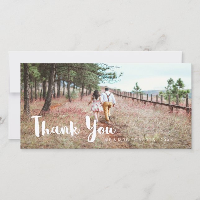Simple and Whimsical Wedding Thank You Card (Front)