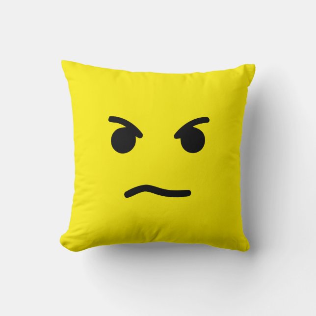 Simple Angry Yellow Face Cushion (Front)