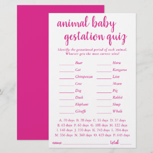 Simple Animal Baby Hot Pink Gestational Game
