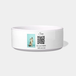 Simple animal name details QR code add text photo Bowl
