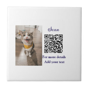 Simple animal name details QR code add text photo Ceramic Tile