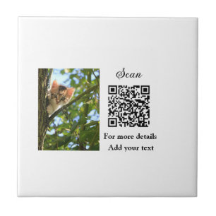 Simple animal name details QR code add text photo  Ceramic Tile