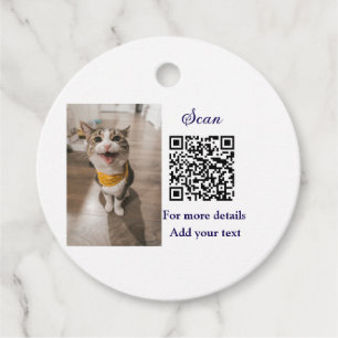 Simple animal name details QR code add text photo Favour Tags