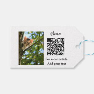 Simple animal name details QR code add text photo Gift Tags