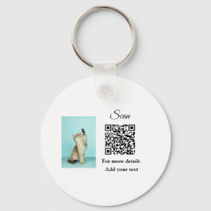 Simple animal name details QR code add text photo Key Ring