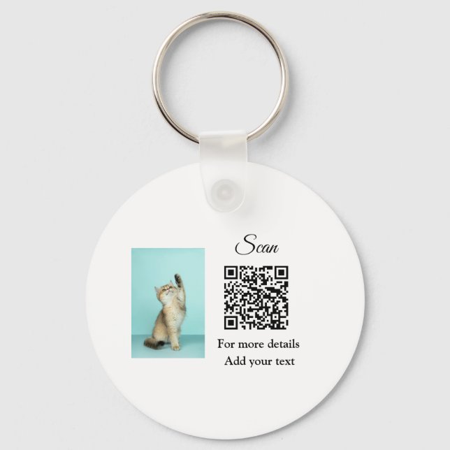 Simple animal name details QR code add text photo  Key Ring (Front)