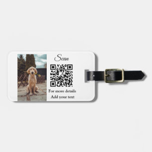 Simple animal name details QR code add text photo Luggage Tag