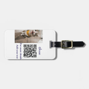 Simple animal name details QR code add text photo  Luggage Tag